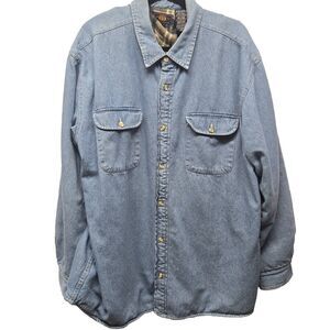 Vintage Route 66 Fleece Lined Jacket Mens sz XL Blue Denim Shacket Workwear 90s